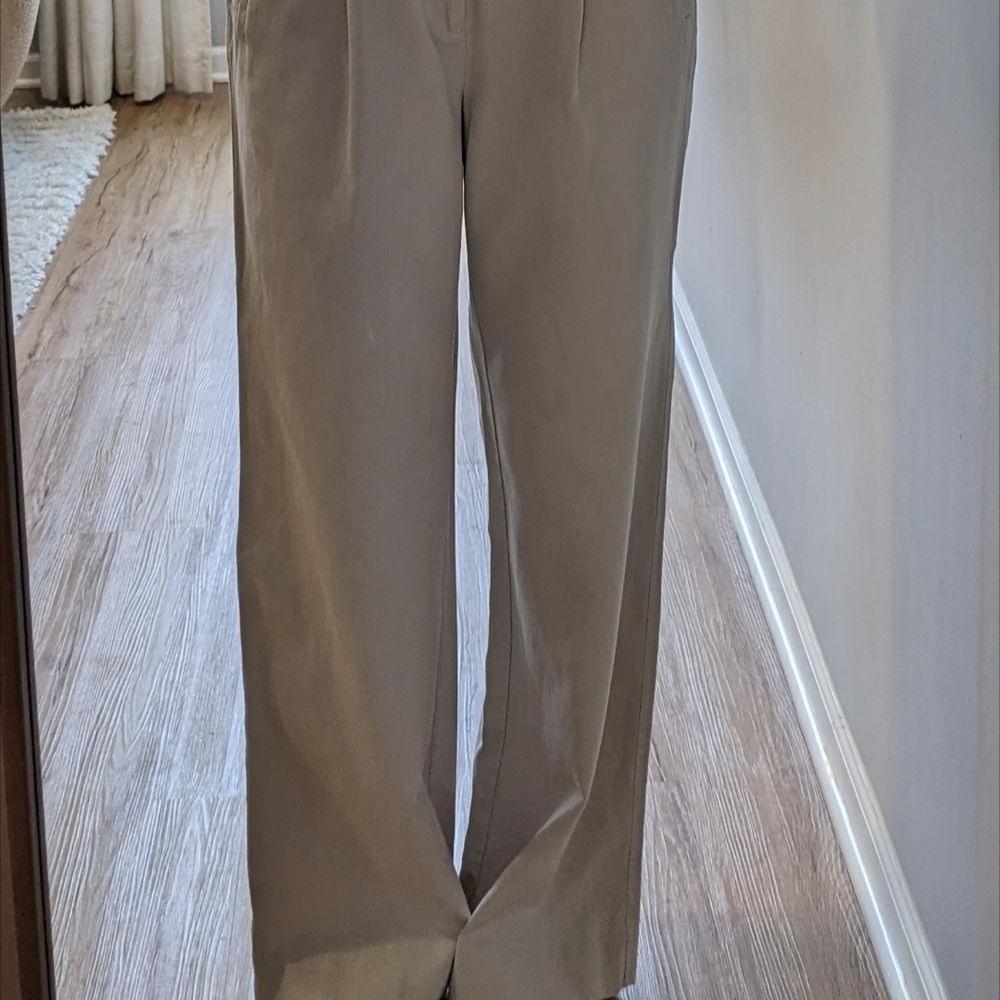 Everlane Size 2 Beige Wide-Leg Pleated Trousers
